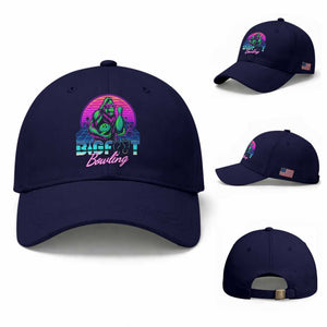 Funny Bigfoot Bowling Vaporwave Gift Baseball Cap TS12 Baseball Cap Universal Fit Dark Blue Print Your Wear