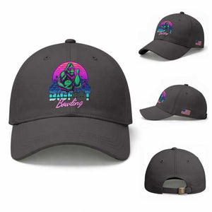 Funny Bigfoot Bowling Vaporwave Gift Baseball Cap TS12 Baseball Cap Universal Fit Dark Gray Print Your Wear