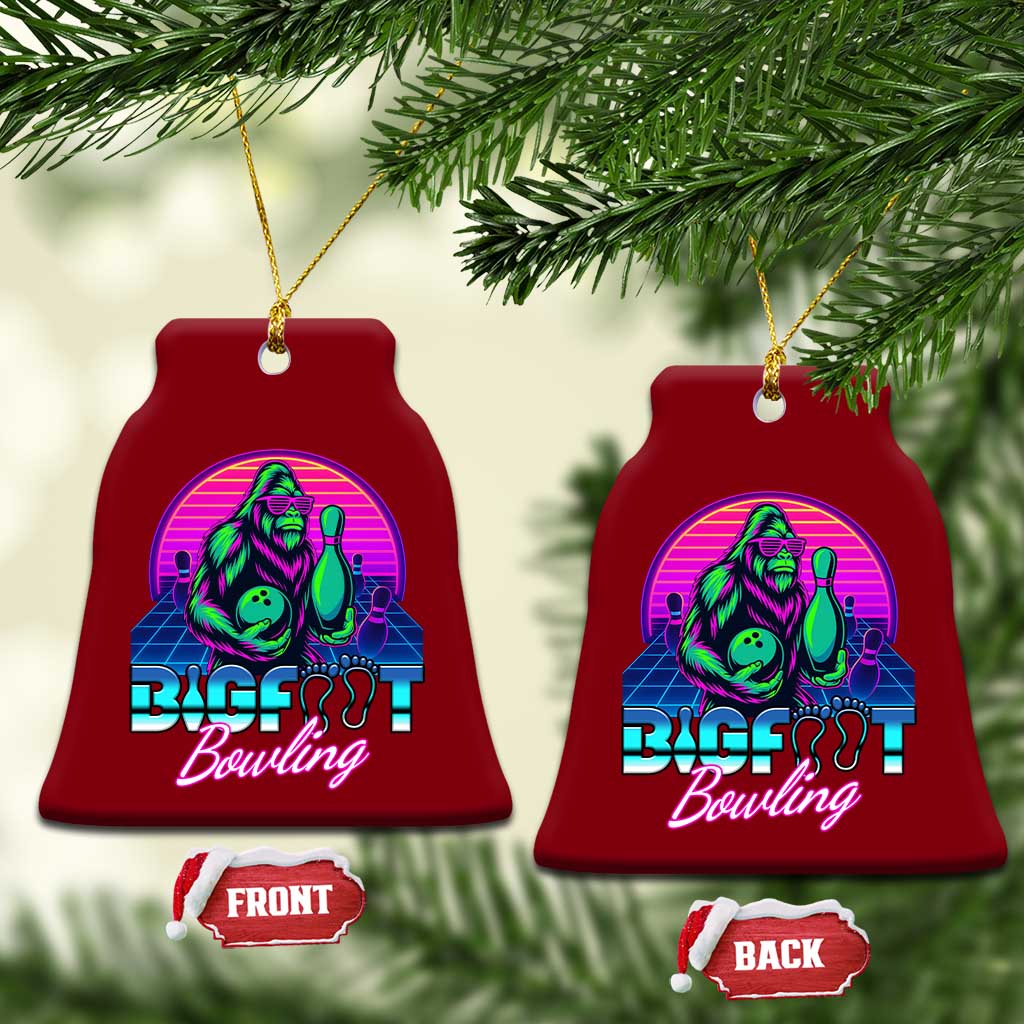 Funny Bigfoot Bowling Vaporwave Gift Ceramic Ornament TS12 Print Your Wear