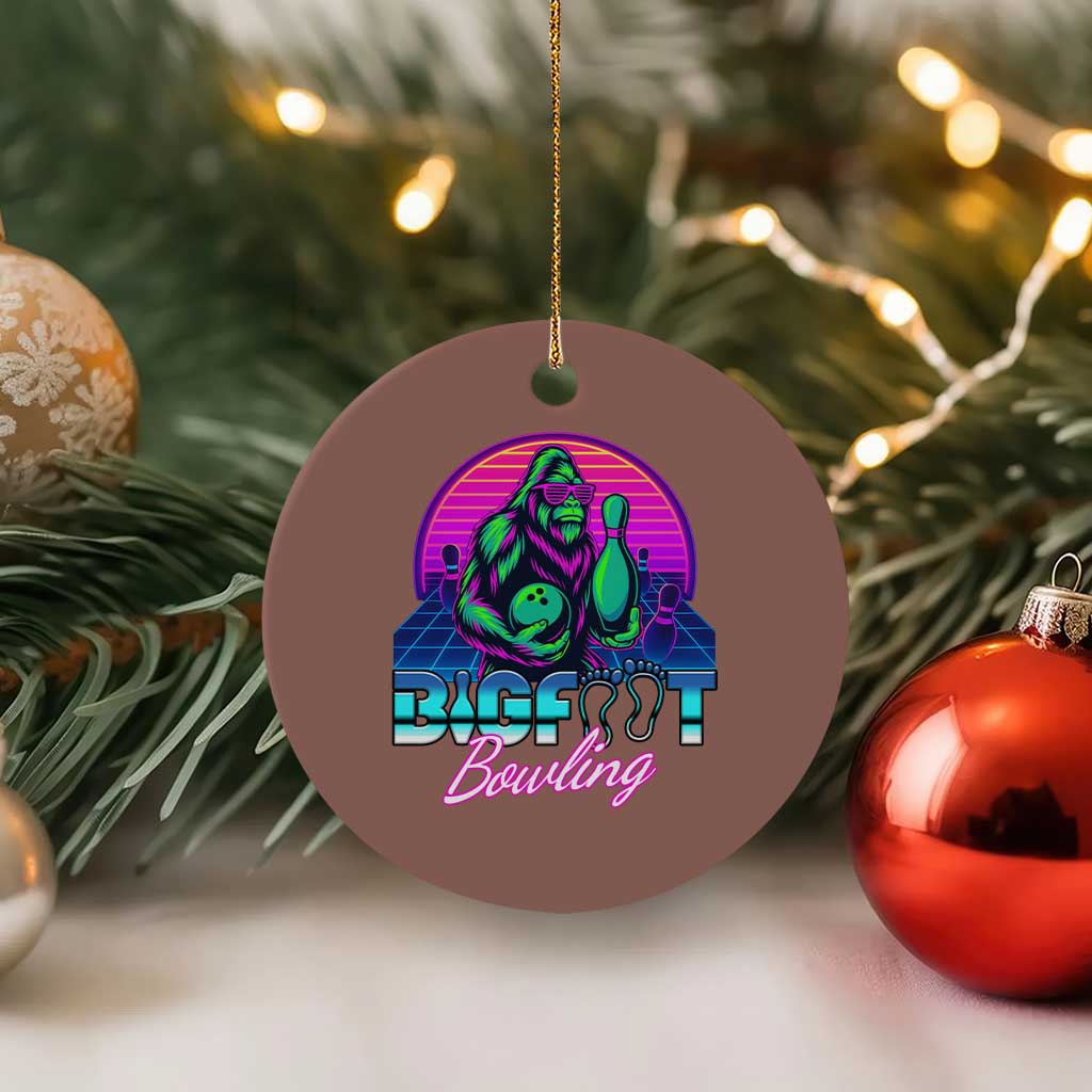 Funny Bigfoot Bowling Vaporwave Gift Ceramic Ornament TS12 1pc Mocha Print Your Wear
