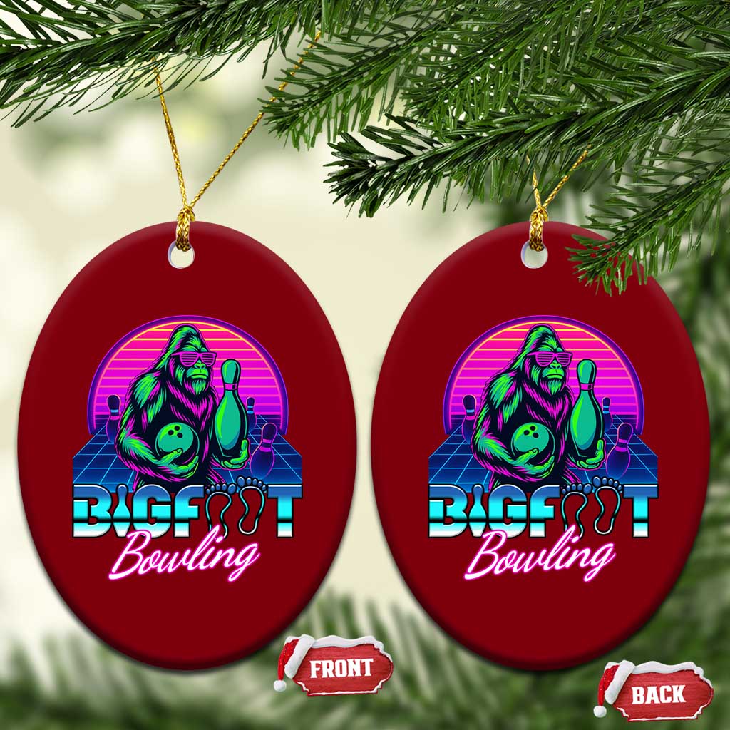 Funny Bigfoot Bowling Vaporwave Gift Ceramic Ornament TS12 Print Your Wear