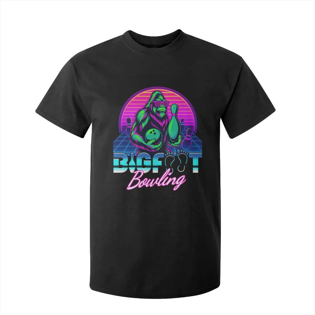 Funny Bigfoot Bowling Vaporwave Gift T Shirt For Kid TS12 Black Print Your Wear