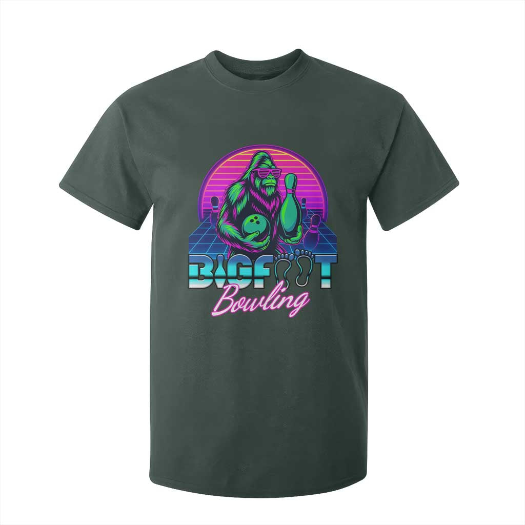Funny Bigfoot Bowling Vaporwave Gift T Shirt For Kid TS12 Dark Forest Green Print Your Wear