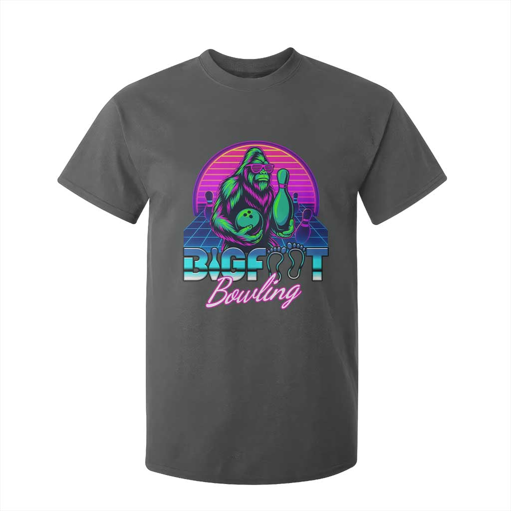 Funny Bigfoot Bowling Vaporwave Gift T Shirt For Kid TS12 Dark Heather Print Your Wear