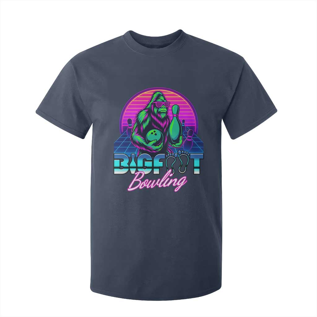 Funny Bigfoot Bowling Vaporwave Gift T Shirt For Kid TS12 Navy Print Your Wear