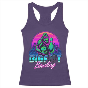 Funny Bigfoot Bowling Vaporwave Gift Racerback Tank Top TS12 Purple Print Your Wear