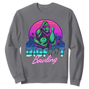 Funny Bigfoot Bowling Vaporwave Gift Sweatshirt TS12 Charcoal Print Your Wear