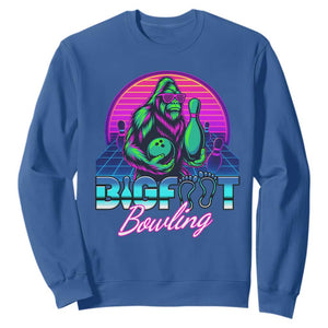 Funny Bigfoot Bowling Vaporwave Gift Sweatshirt TS12 Royal Blue Print Your Wear