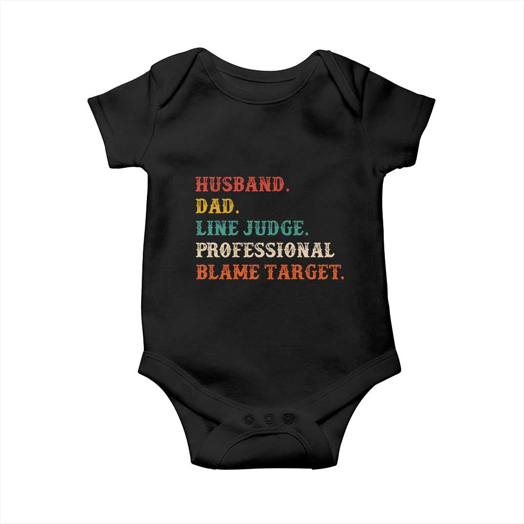 Funny Sports Referee Baby Onesie Husband Dad Line Judge Professional Blame Target