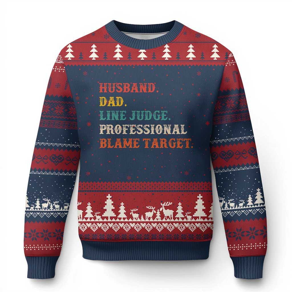 Funny Sports Referee Ugly Christmas Sweater Husband Dad Line Judge Professional Blame Target
