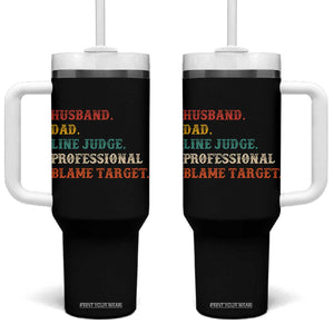 Funny Sports Referee Tumbler With Handle Husband Dad Line Judge Professional Blame Target