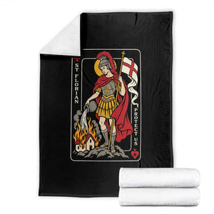 Vintage Saint Florian Firefighter Patron Throw Blanket Protect Us Playing Card