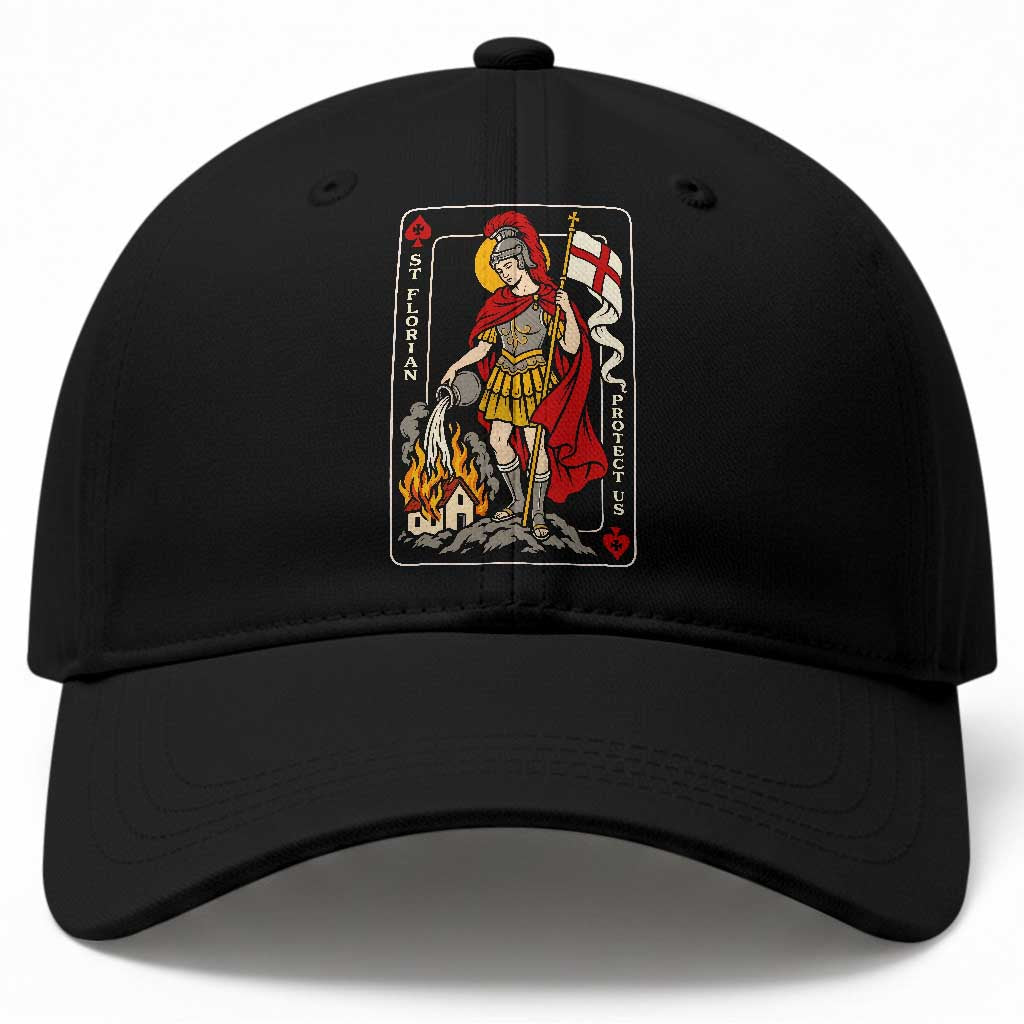 Vintage Saint Florian Firefighter Patron Baseball Cap Protect Us Playing Card