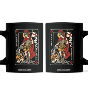 Vintage Saint Florian Firefighter Patron Coffee Mug Protect Us Playing Card