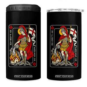 Vintage Saint Florian Firefighter Patron 4 in 1 Can Cooler Tumbler Protect Us Playing Card