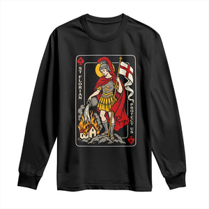 Vintage Saint Florian Firefighter Patron Long Sleeve Shirt Protect Us Playing Card