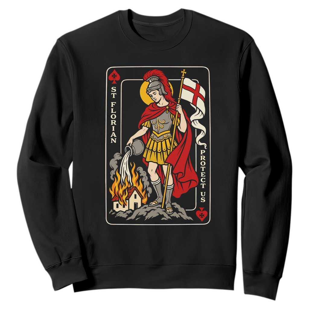 Vintage Saint Florian Firefighter Patron Sweatshirt Protect Us Playing Card