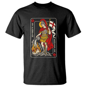 Vintage Saint Florian Firefighter Patron T Shirt Protect Us Playing Card