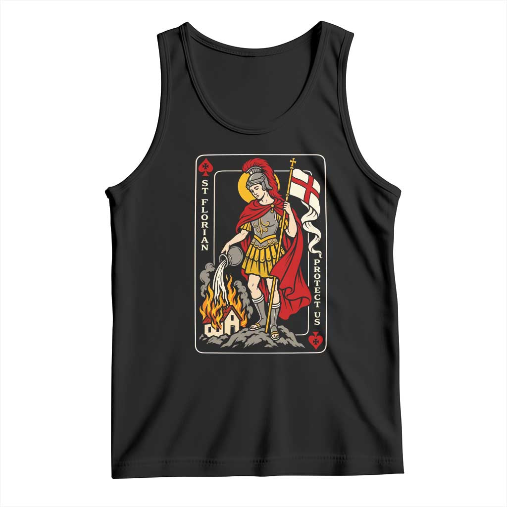 Vintage Saint Florian Firefighter Patron Tank Top Protect Us Playing Card
