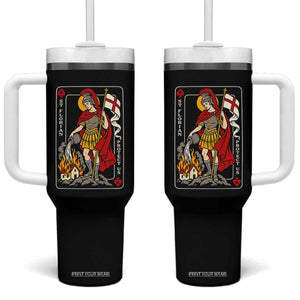 Vintage Saint Florian Firefighter Patron Tumbler With Handle Protect Us Playing Card