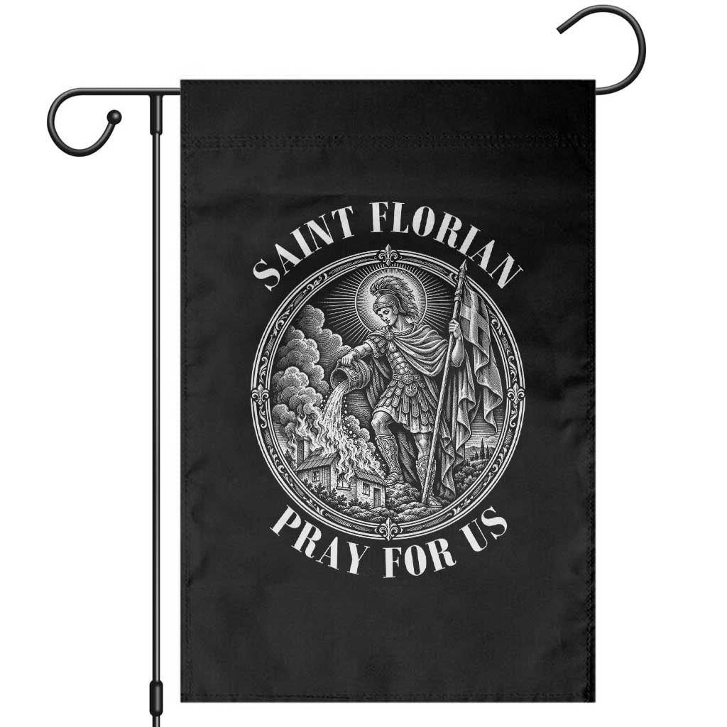 Vintage Saint Florian Firefighter Patron Garden Flag Pray For Us Christian Faith
