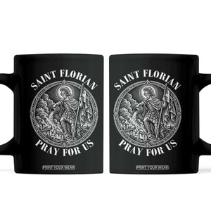 Vintage Saint Florian Firefighter Patron Coffee Mug Pray For Us Christian Faith