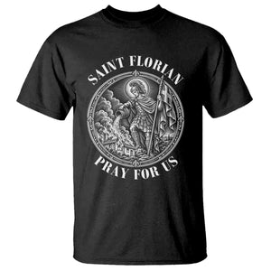 Vintage Saint Florian Firefighter Patron T Shirt Pray For Us Christian Faith