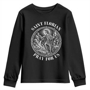 Vintage Saint Florian Firefighter Patron Youth Sweatshirt Pray For Us Christian Faith
