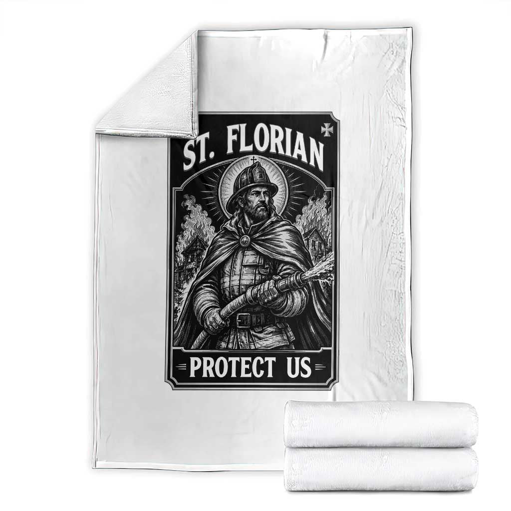 Vintage St Florian Firefighter Patron Throw Blanket Protect Us Catholic Faith Gift