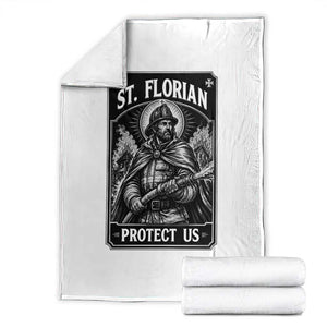 Vintage St Florian Firefighter Patron Throw Blanket Protect Us Catholic Faith Gift