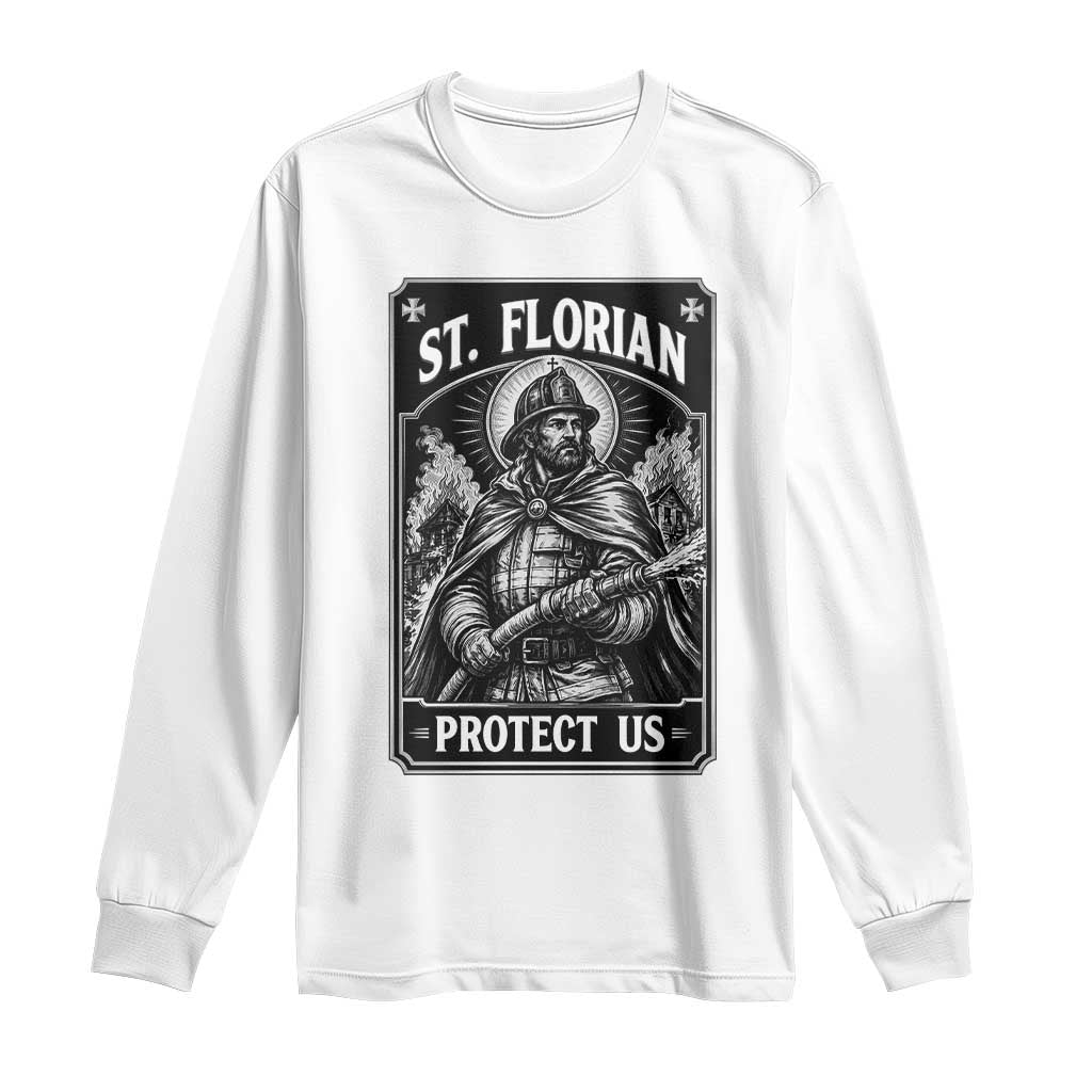 Vintage St Florian Firefighter Patron Long Sleeve Shirt Protect Us Catholic Faith Gift