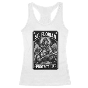 Vintage St Florian Firefighter Patron Racerback Tank Top Protect Us Catholic Faith Gift