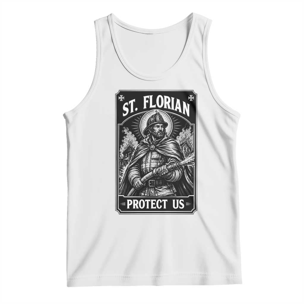 Vintage St Florian Firefighter Patron Tank Top Protect Us Catholic Faith Gift