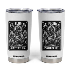 Vintage St Florian Firefighter Patron Tumbler Cup Protect Us Catholic Faith Gift