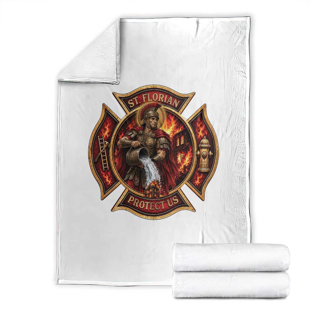 St Florian Protect Us Firefighter Throw Blanket Patron Saint Catholic Faith Gift