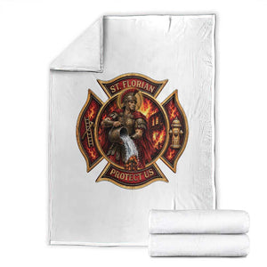 St Florian Protect Us Firefighter Throw Blanket Patron Saint Catholic Faith Gift