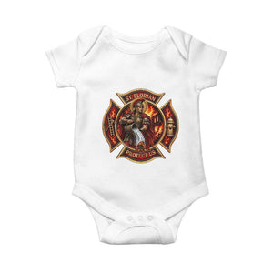 St Florian Protect Us Firefighter Baby Onesie Patron Saint Catholic Faith Gift