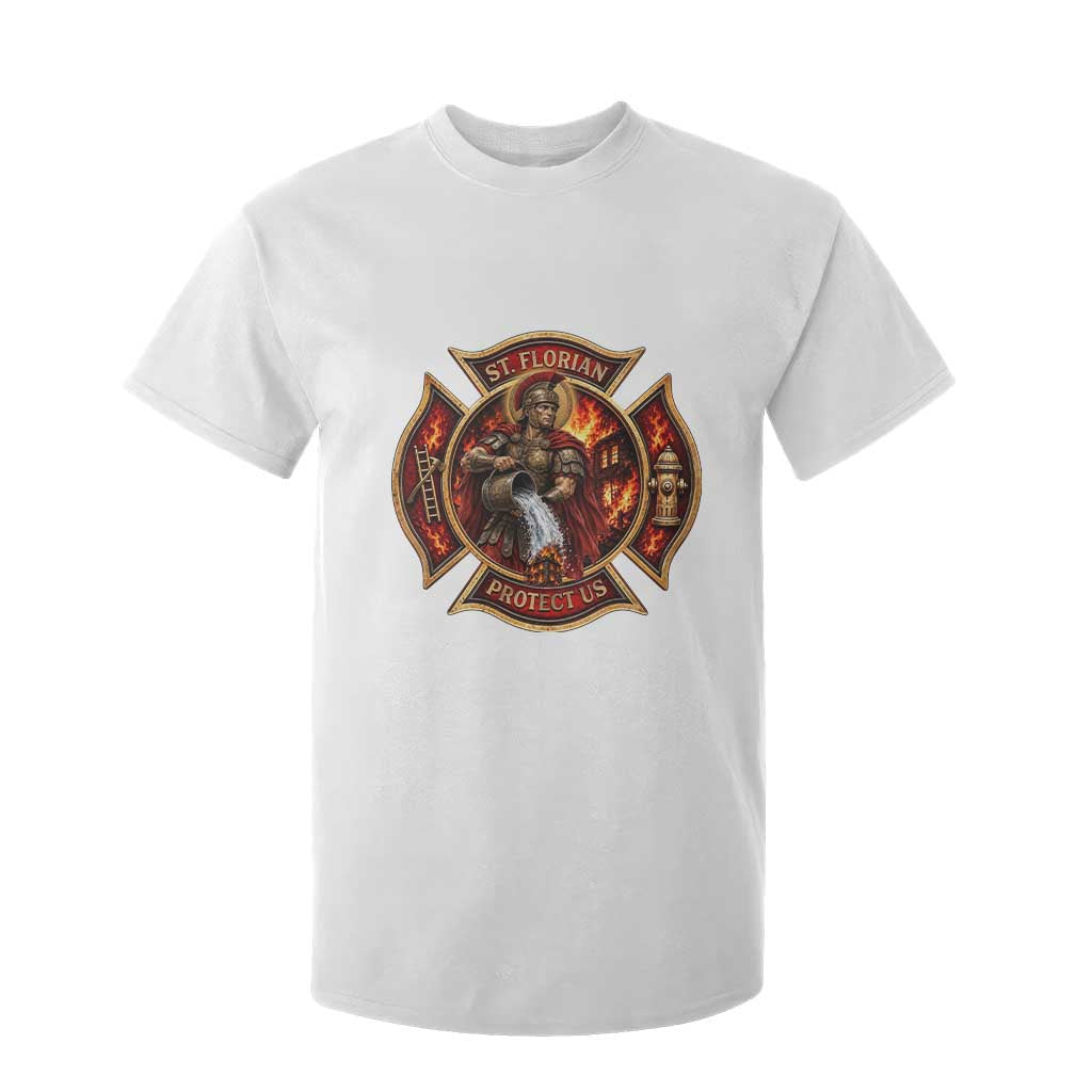St Florian Protect Us Firefighter T Shirt For Kid Patron Saint Catholic Faith Gift
