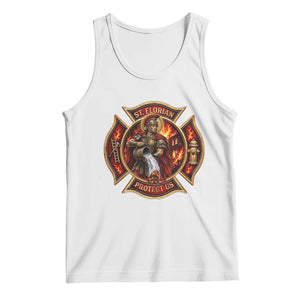 St Florian Protect Us Firefighter Tank Top Patron Saint Catholic Faith Gift