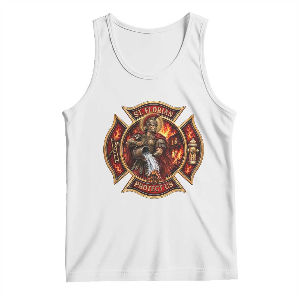 St Florian Protect Us Firefighter Tank Top Patron Saint Catholic Faith Gift