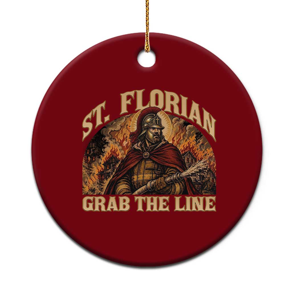 St Florian Firefighter Faith Ceramic Ornament Grab The Line Brave Fire Service