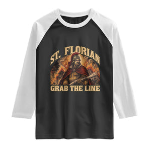 St Florian Firefighter Faith Raglan Shirt Grab The Line Brave Fire Service