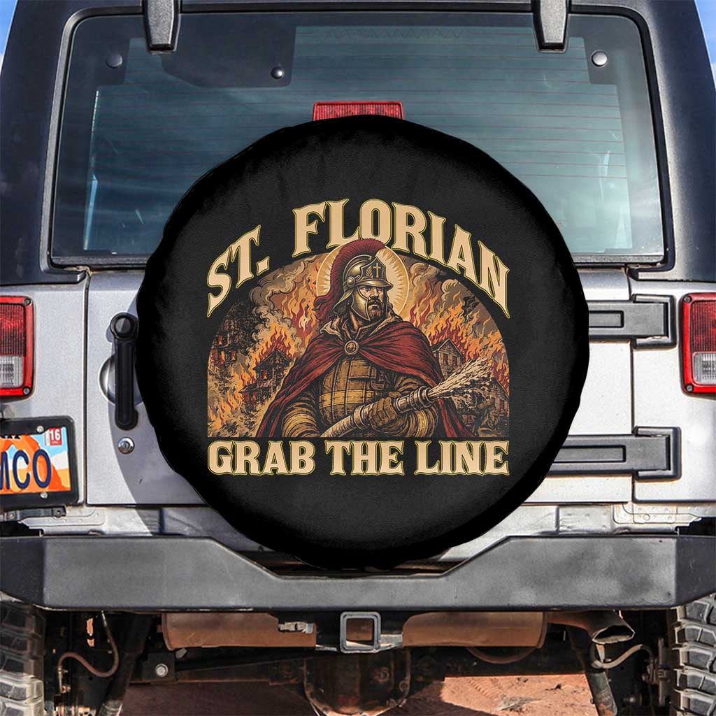 St Florian Firefighter Faith Spare Tire Cover Grab The Line Brave Fire Service