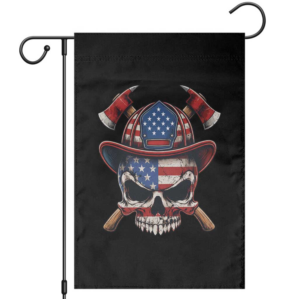 Firefighter Skull American Pride Garden Flag Vintage Patriotic First Responder American Flag