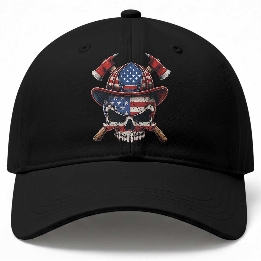 Firefighter Skull American Pride Baseball Cap Vintage Patriotic First Responder American Flag