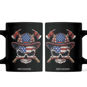 Firefighter Skull American Pride Coffee Mug Vintage Patriotic First Responder American Flag