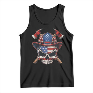 Firefighter Skull American Pride Tank Top Vintage Patriotic First Responder American Flag