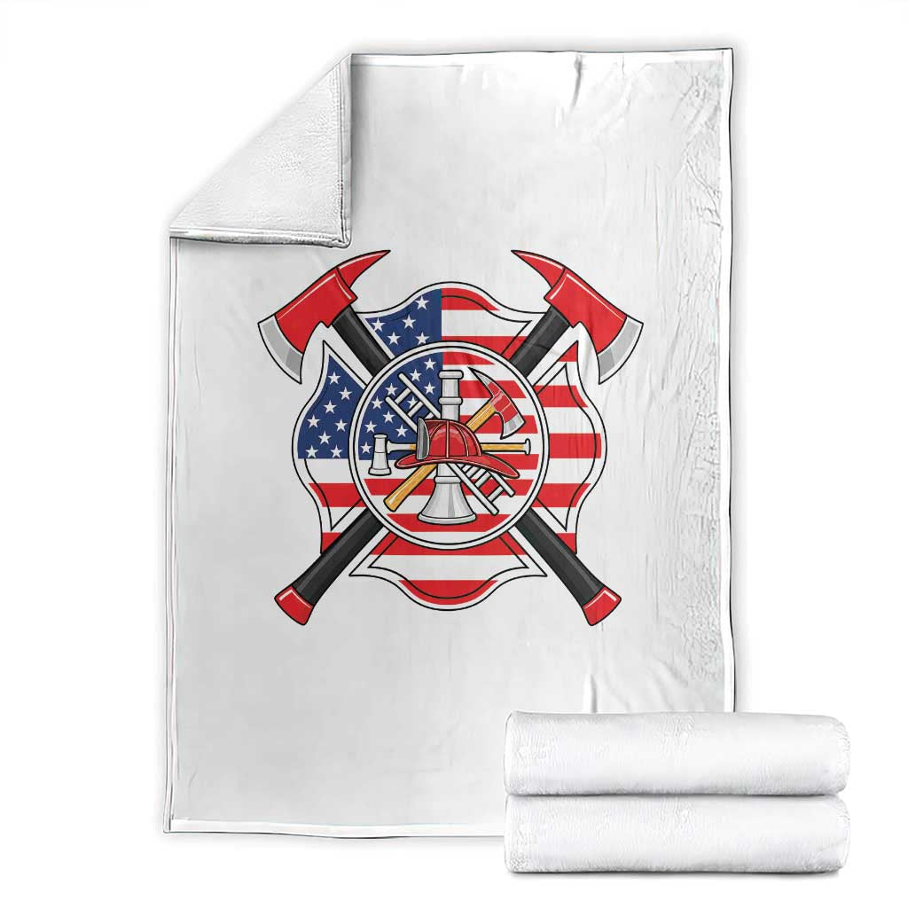 Patriotic Firefighter Maltese Cross Throw Blanket American Flag USA First Responder