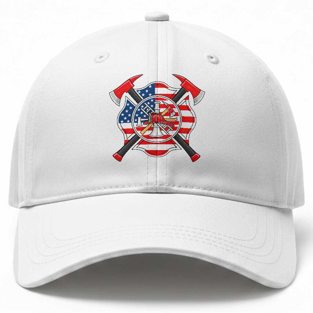 Patriotic Firefighter Maltese Cross Baseball Cap American Flag USA First Responder