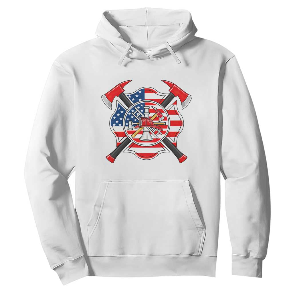 Patriotic Firefighter Maltese Cross Hoodie American Flag USA First Responder